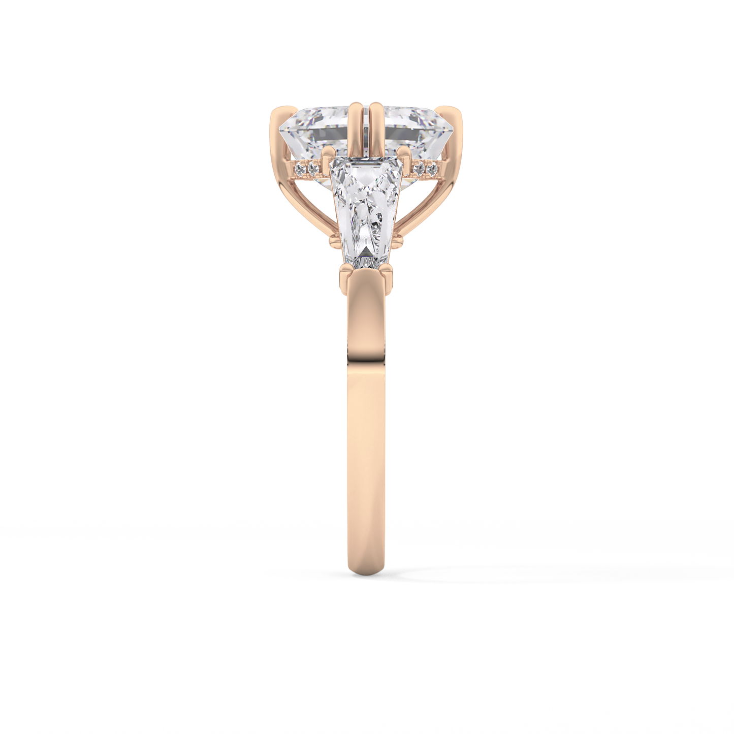 Asscher Three Stone Lab Grown Diamond Engagement Ring