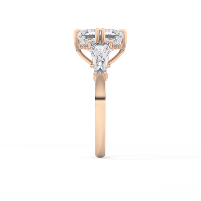 Asscher Three Stone Lab Grown Diamond Engagement Ring