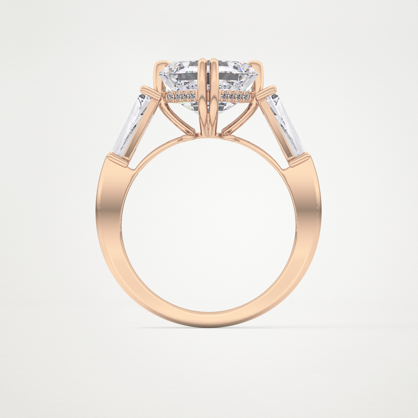 Asscher Three Stone Lab Grown Diamond Engagement Ring