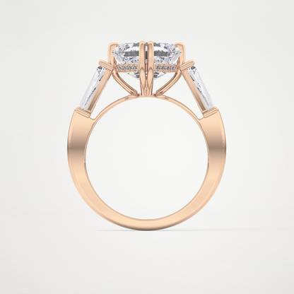 Asscher Three Stone Lab Grown Diamond Engagement Ring
