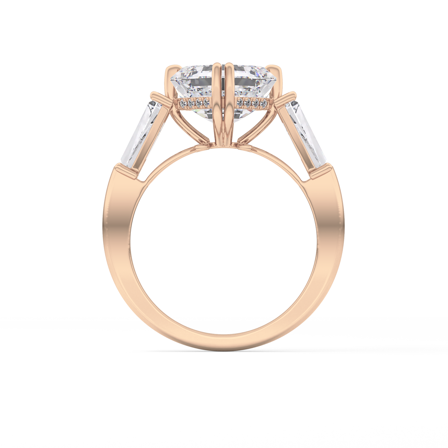 Asscher Three Stone Lab Grown Diamond Engagement Ring