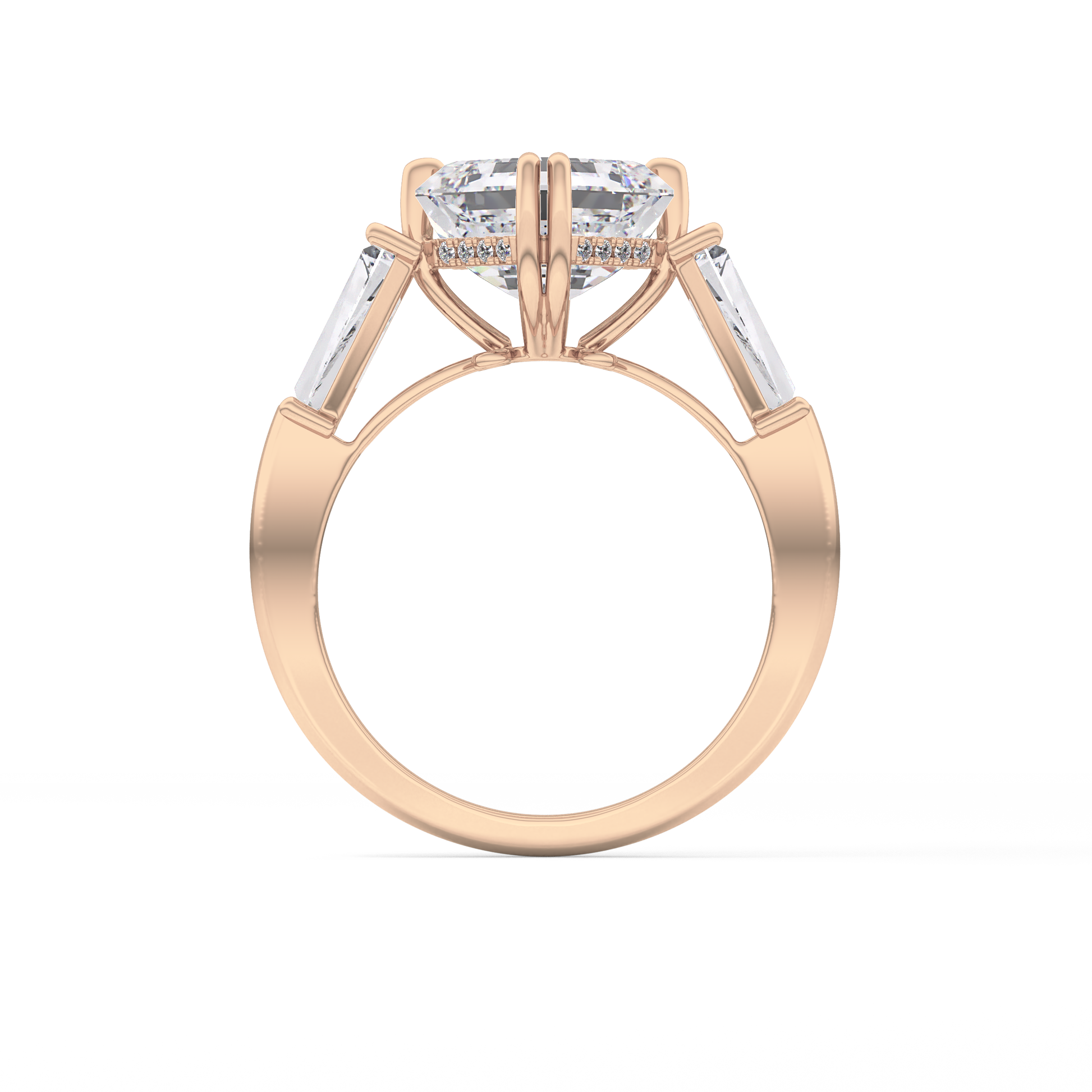 Asscher Three Stone Lab Grown Diamond Engagement Ring