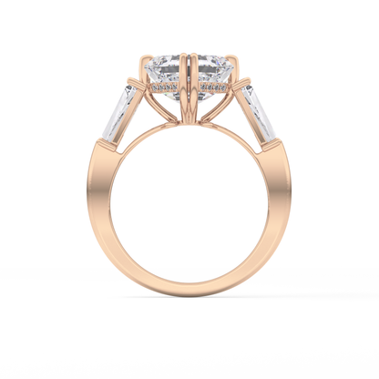 Asscher Three Stone Lab Grown Diamond Engagement Ring