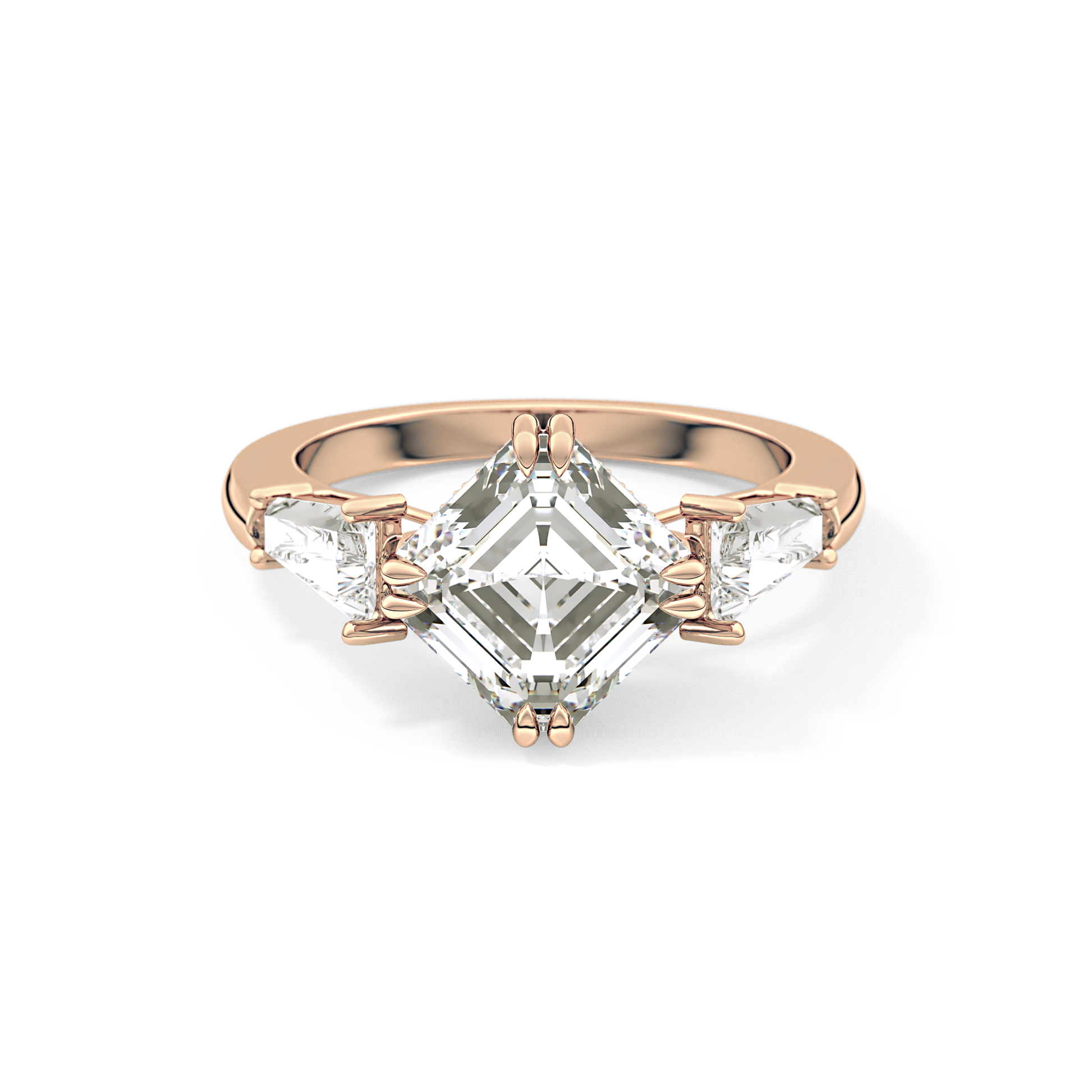 Asscher Three Stone Lab Grown Diamond Engagement Ring