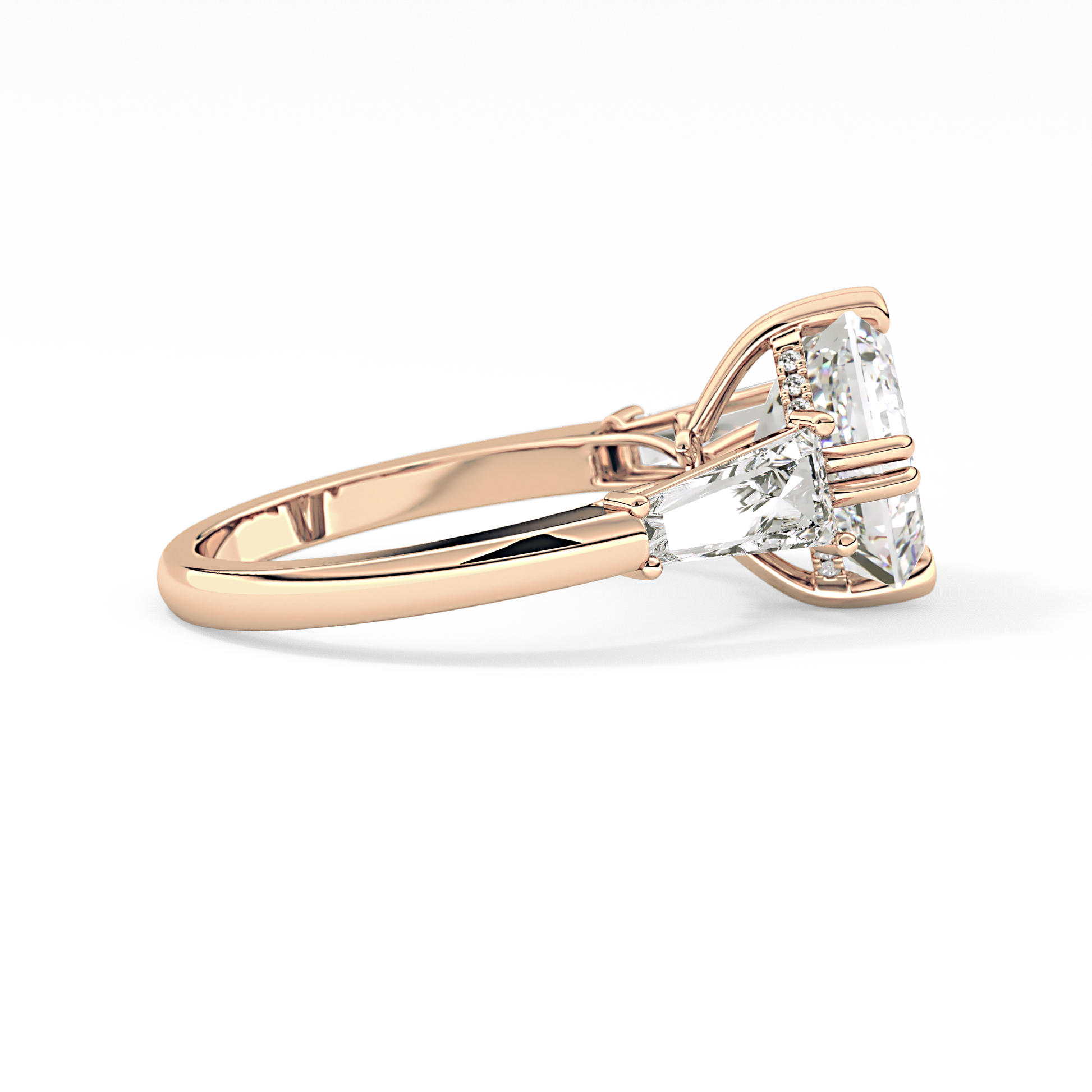 Asscher Three Stone Lab Grown Diamond Engagement Ring