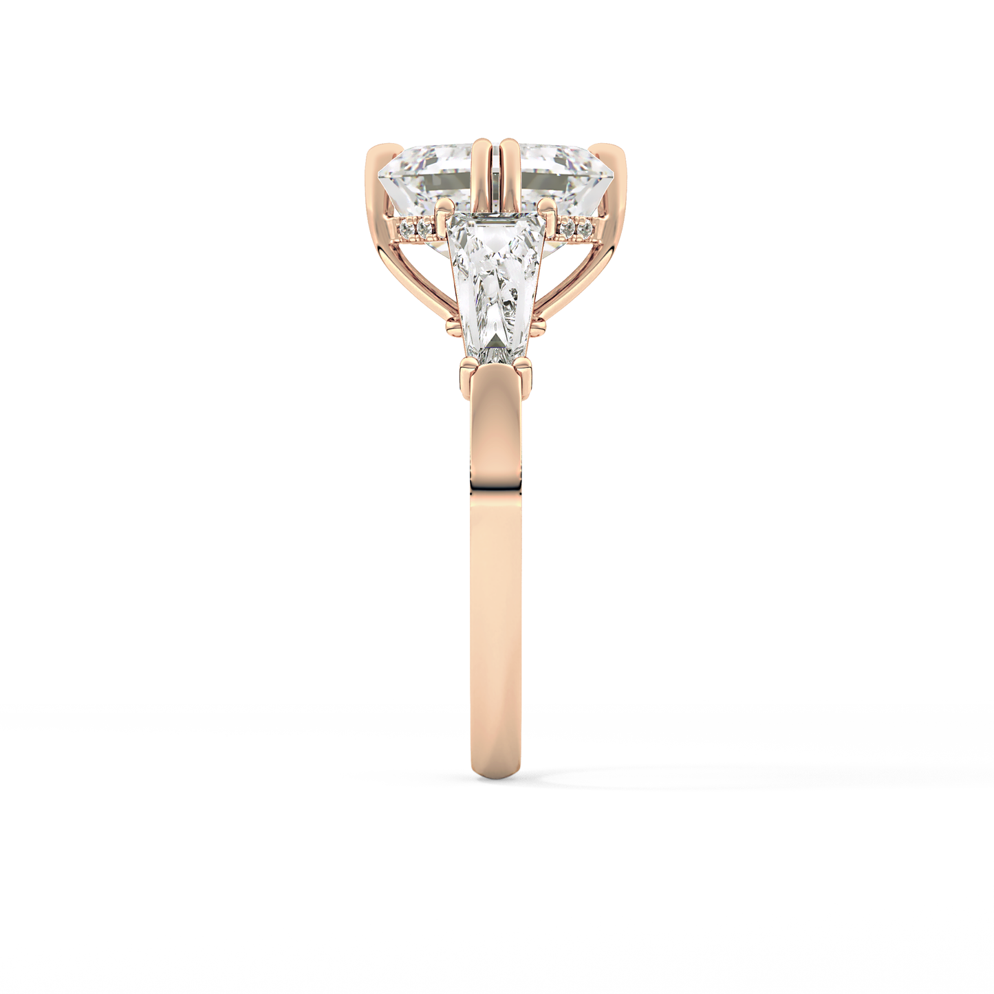 Asscher Three Stone Lab Grown Diamond Engagement Ring