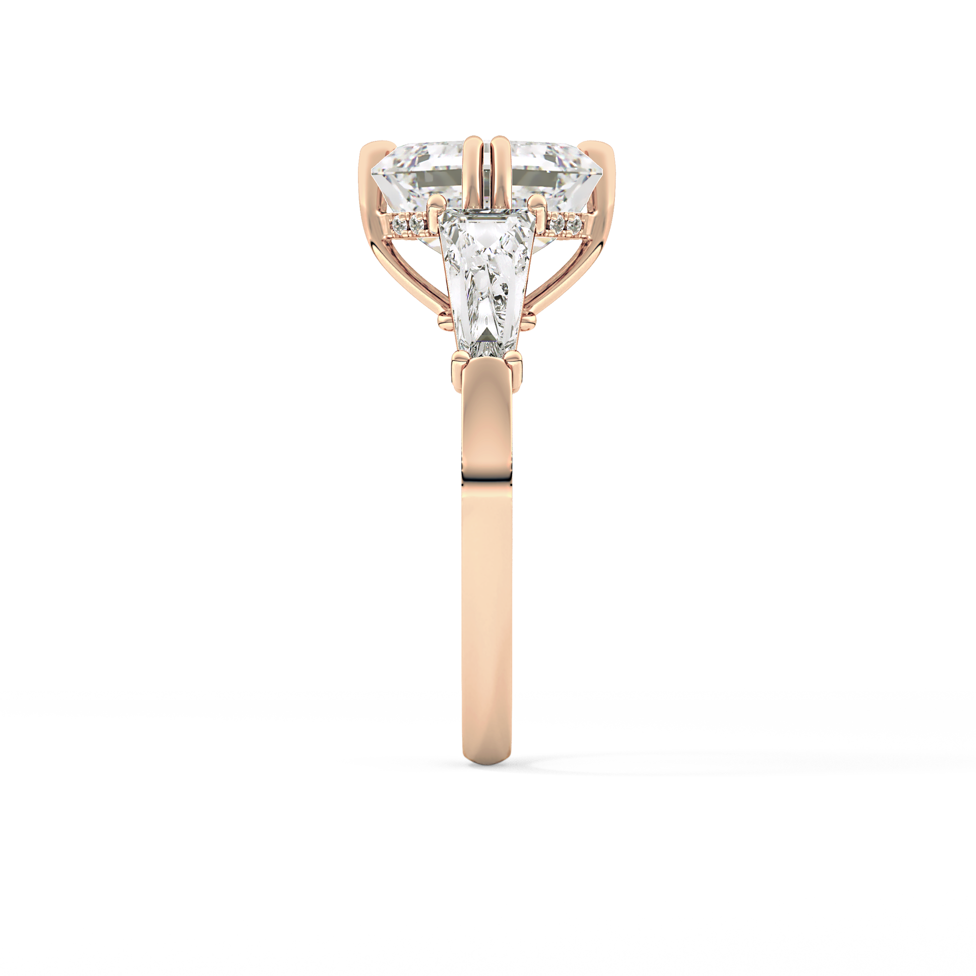 Asscher Three Stone Lab Grown Diamond Engagement Ring