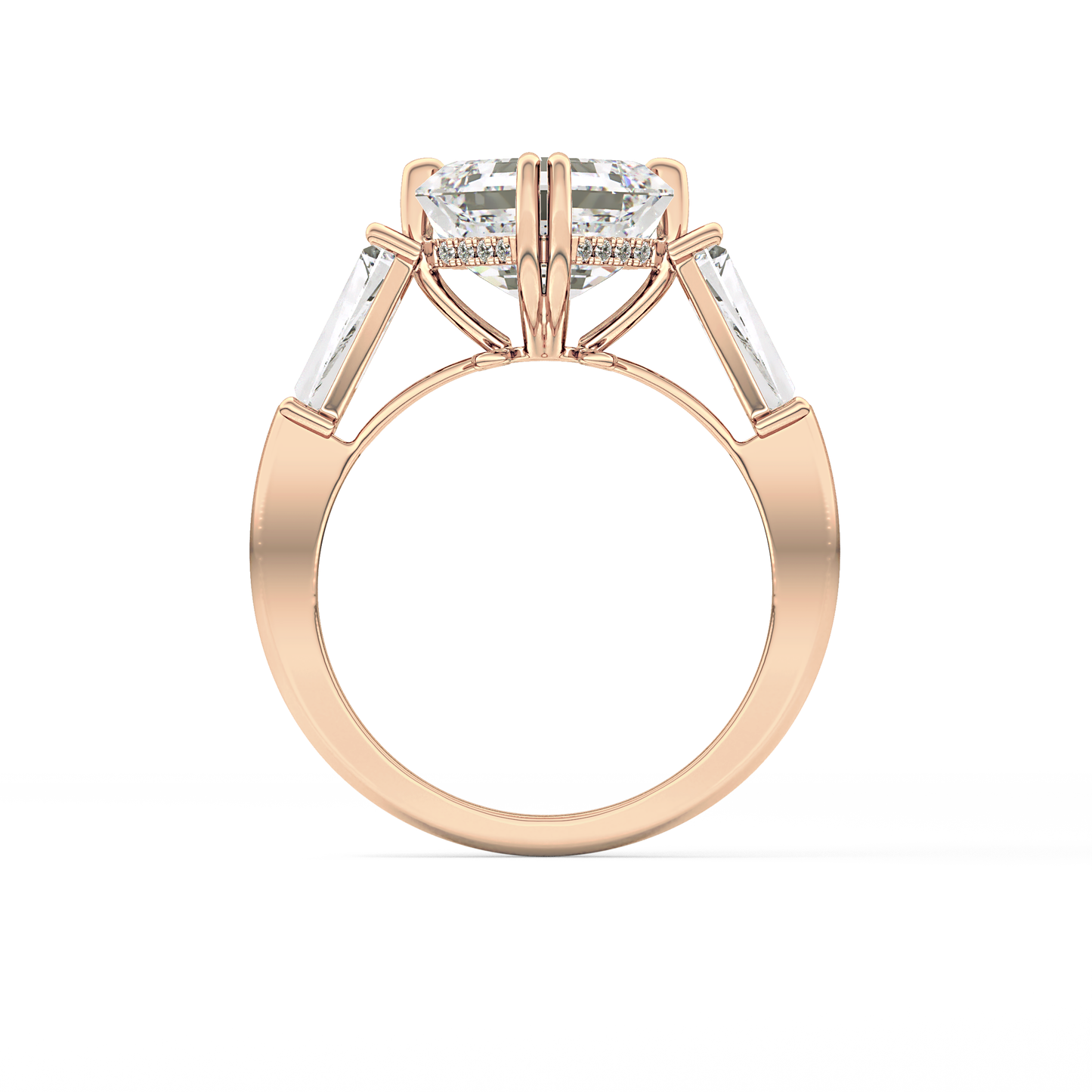 Asscher Three Stone Lab Grown Diamond Engagement Ring