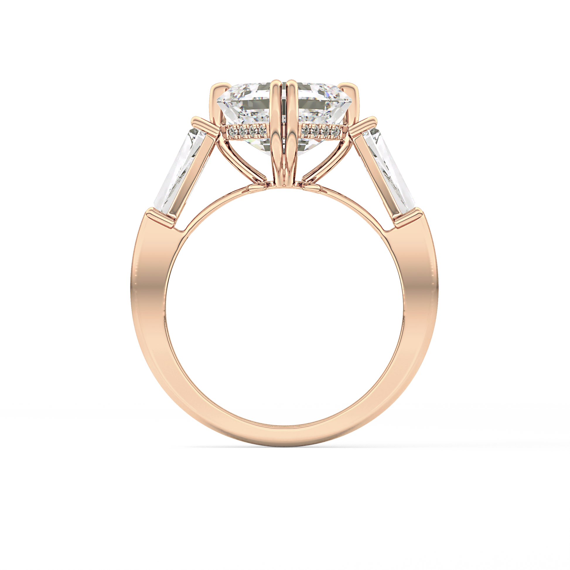 Asscher Three Stone Lab Grown Diamond Engagement Ring