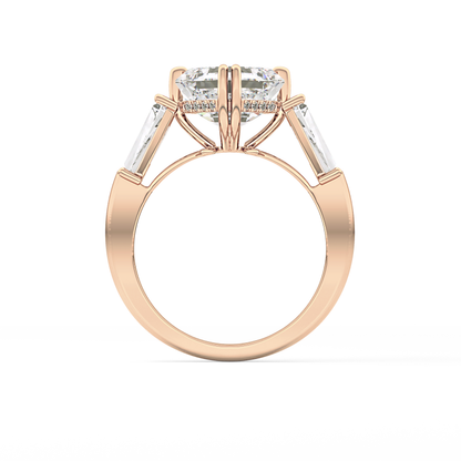 Asscher Three Stone Lab Grown Diamond Engagement Ring