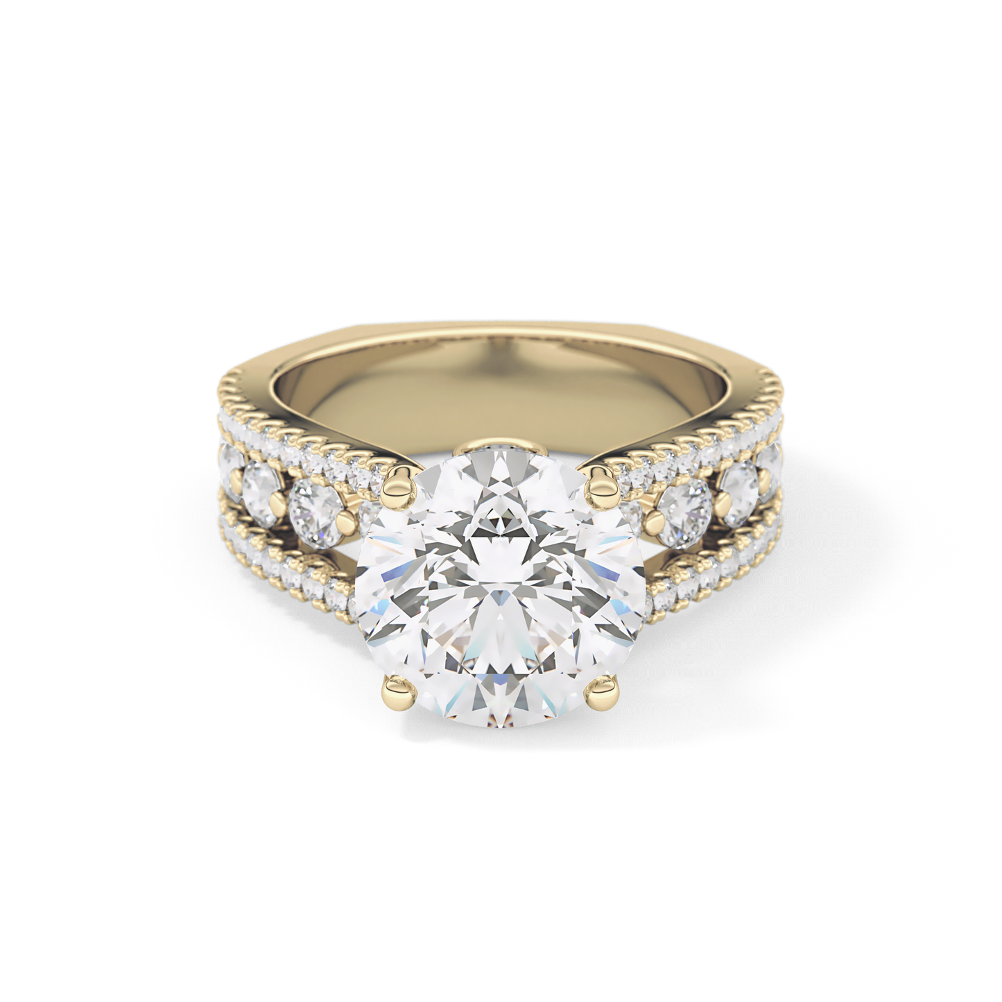 Round Split Shank & Pave Lab Grown Diamond Engagement Ring