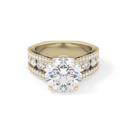 Round Split Shank & Pave Lab Grown Diamond Engagement Ring