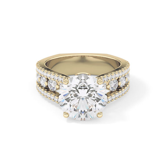 Round Split Shank & Pave Lab Grown Diamond Engagement Ring