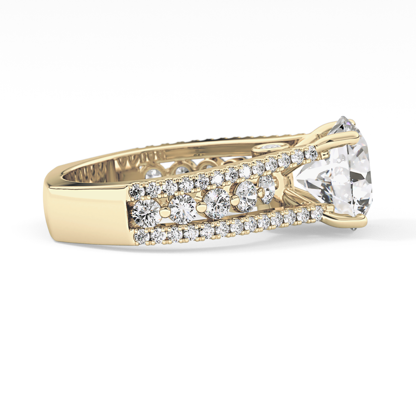 Round Split Shank & Pave Lab Grown Diamond Engagement Ring