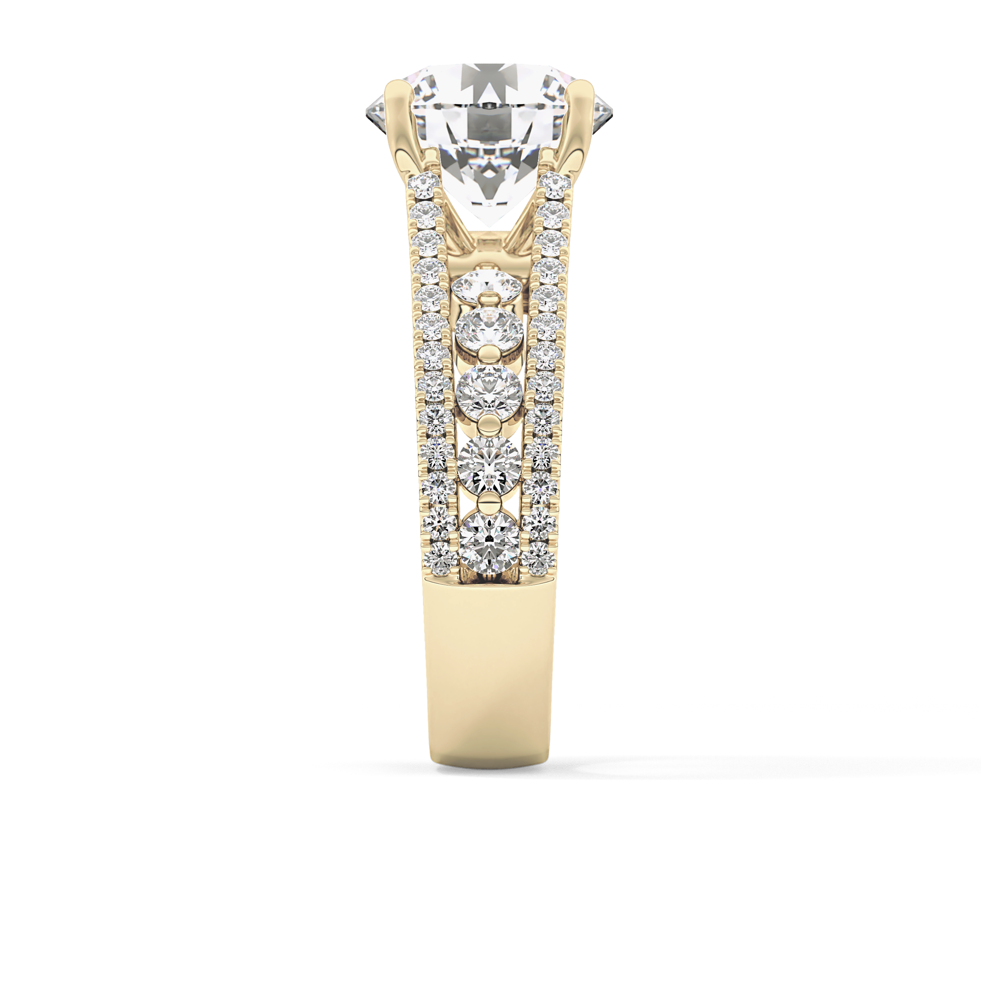 Round Split Shank & Pave Lab Grown Diamond Engagement Ring