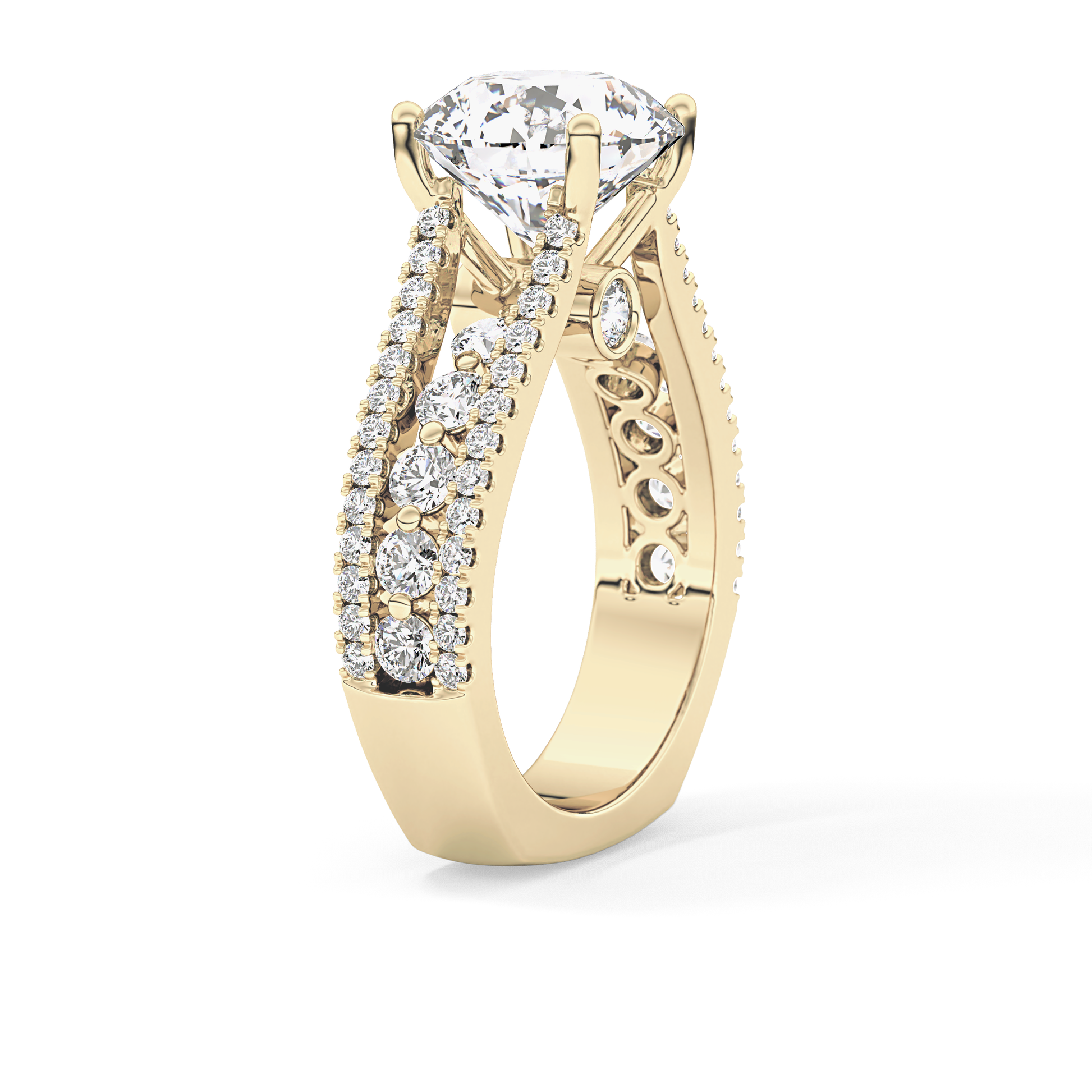 Round Split Shank & Pave Lab Grown Diamond Engagement Ring