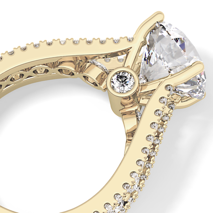 Round Split Shank & Pave Lab Grown Diamond Engagement Ring