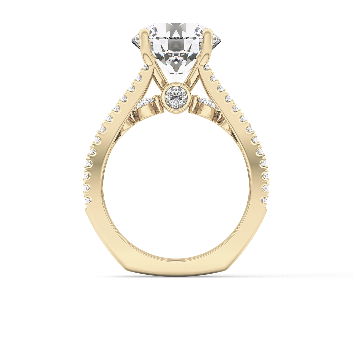 Round Split Shank & Pave Lab Grown Diamond Engagement Ring
