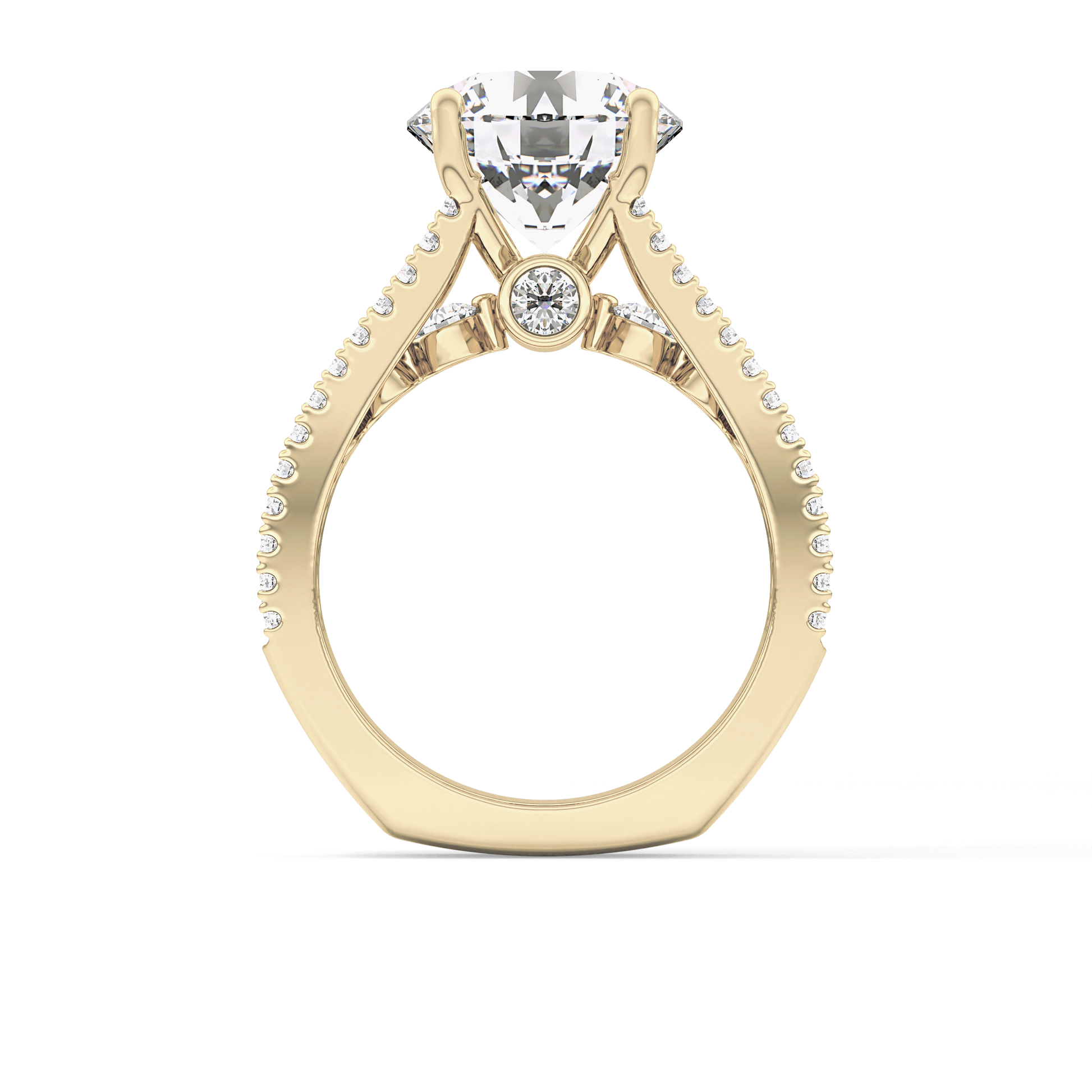 Round Split Shank & Pave Lab Grown Diamond Engagement Ring
