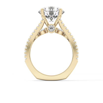 Round Split Shank & Pave Lab Grown Diamond Engagement Ring