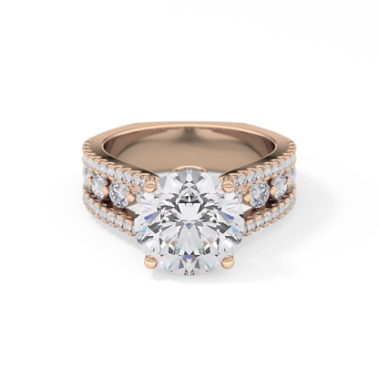 Round Split Shank & Pave Lab Grown Diamond Engagement Ring