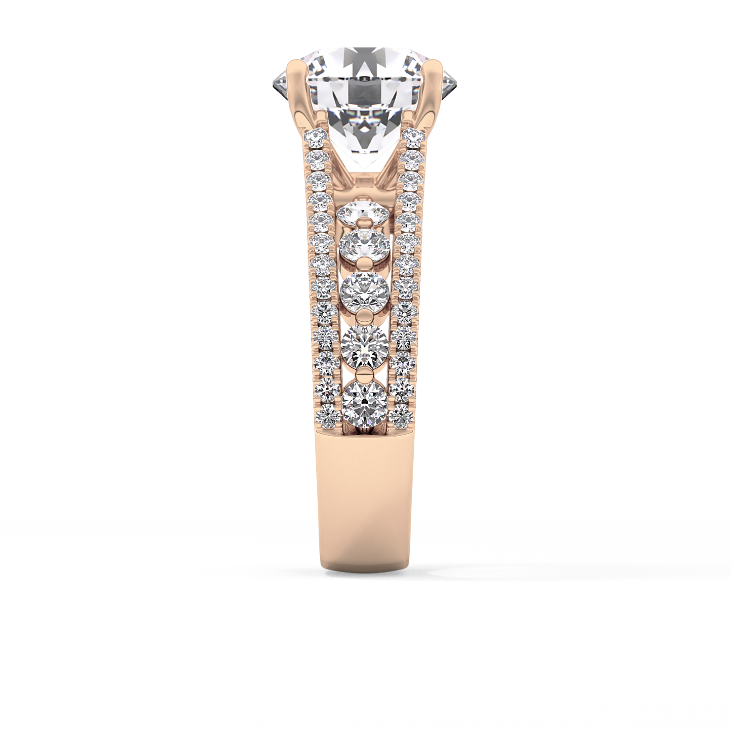 Round Split Shank & Pave Lab Grown Diamond Engagement Ring