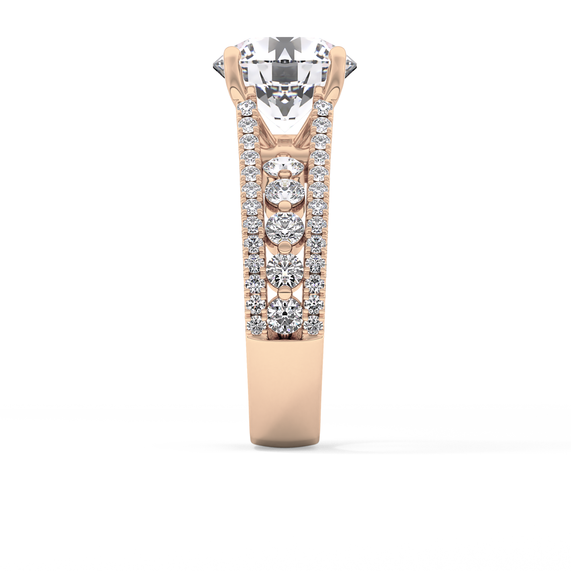 Round Split Shank & Pave Lab Grown Diamond Engagement Ring