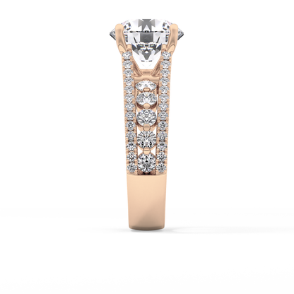 Round Split Shank & Pave Lab Grown Diamond Engagement Ring