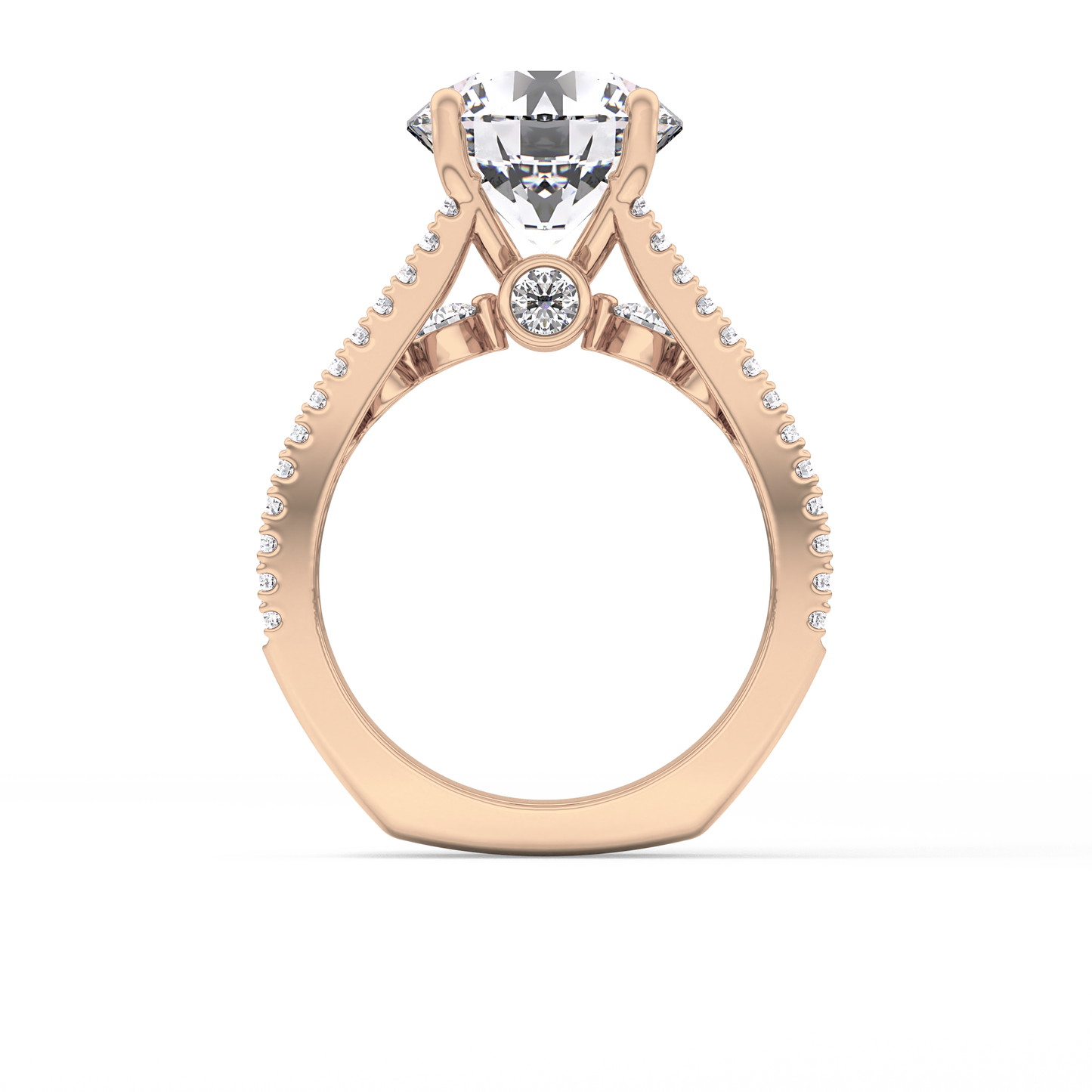 Round Split Shank & Pave Lab Grown Diamond Engagement Ring