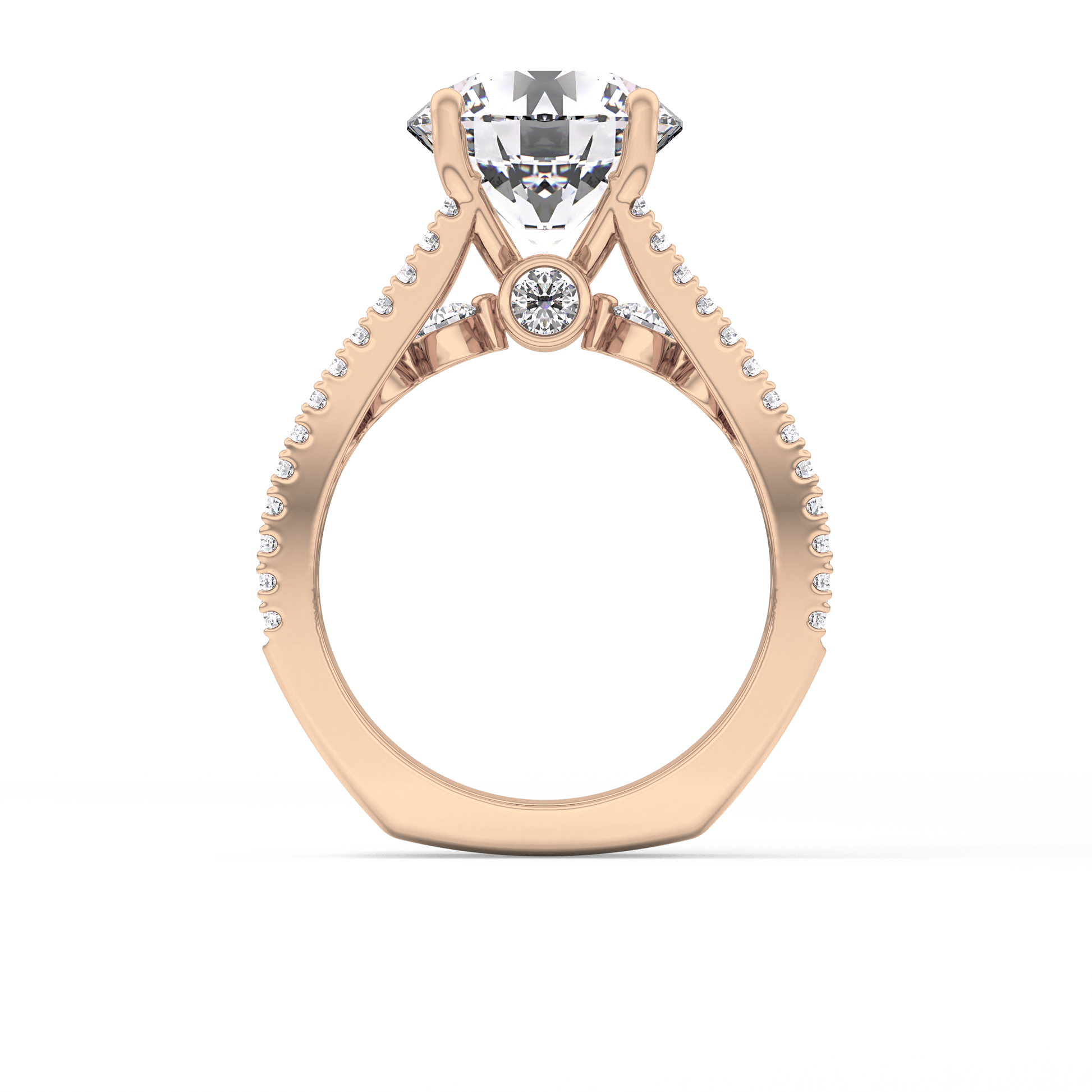 Round Split Shank & Pave Lab Grown Diamond Engagement Ring