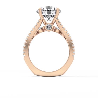 Round Split Shank & Pave Lab Grown Diamond Engagement Ring