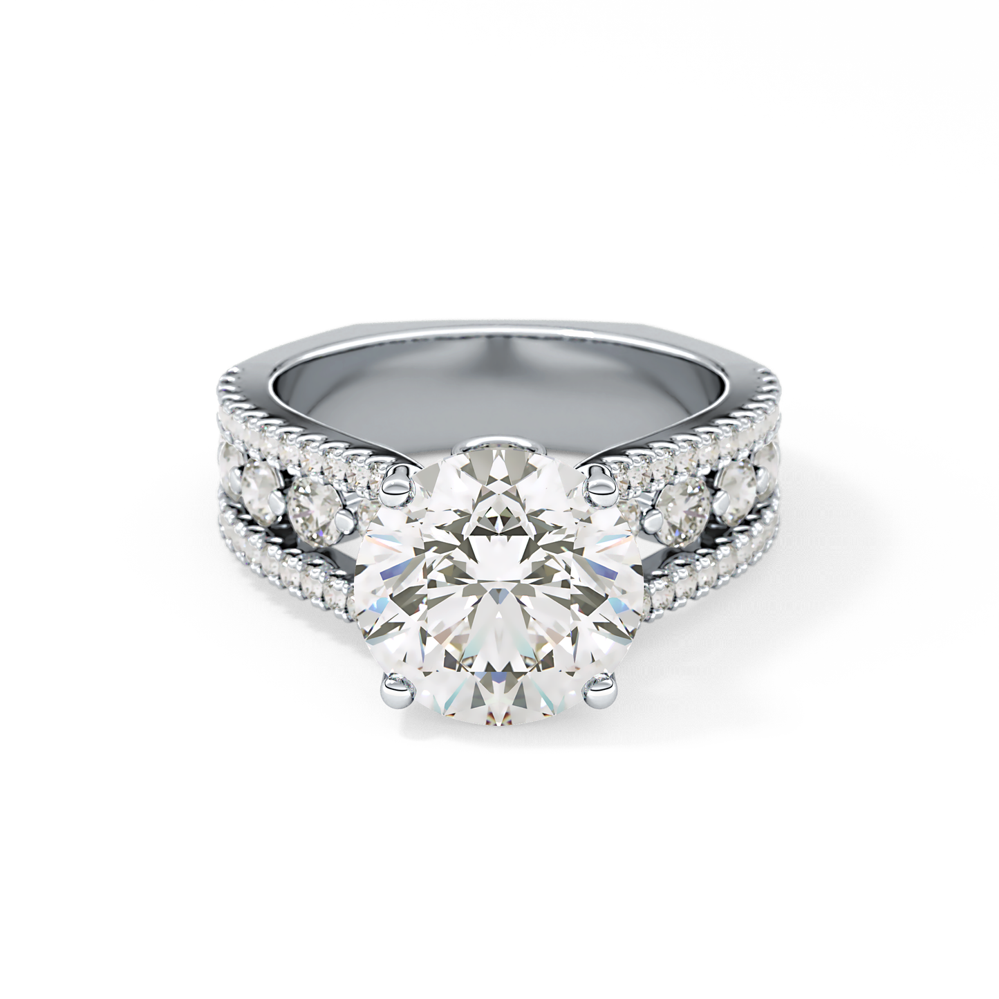 Round Split Shank & Pave Lab Grown Diamond Engagement Ring