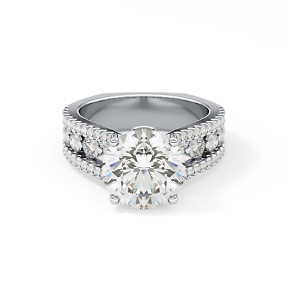 Round Split Shank & Pave Lab Grown Diamond Engagement Ring