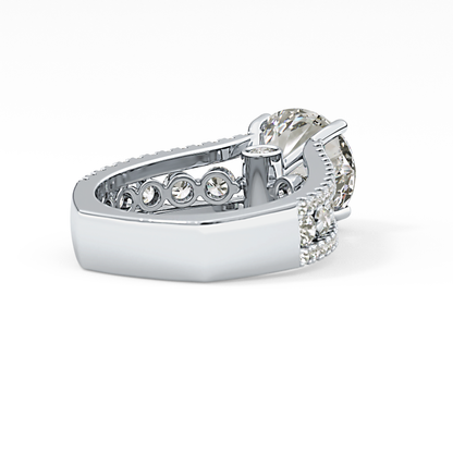 Round Split Shank & Pave Lab Grown Diamond Engagement Ring