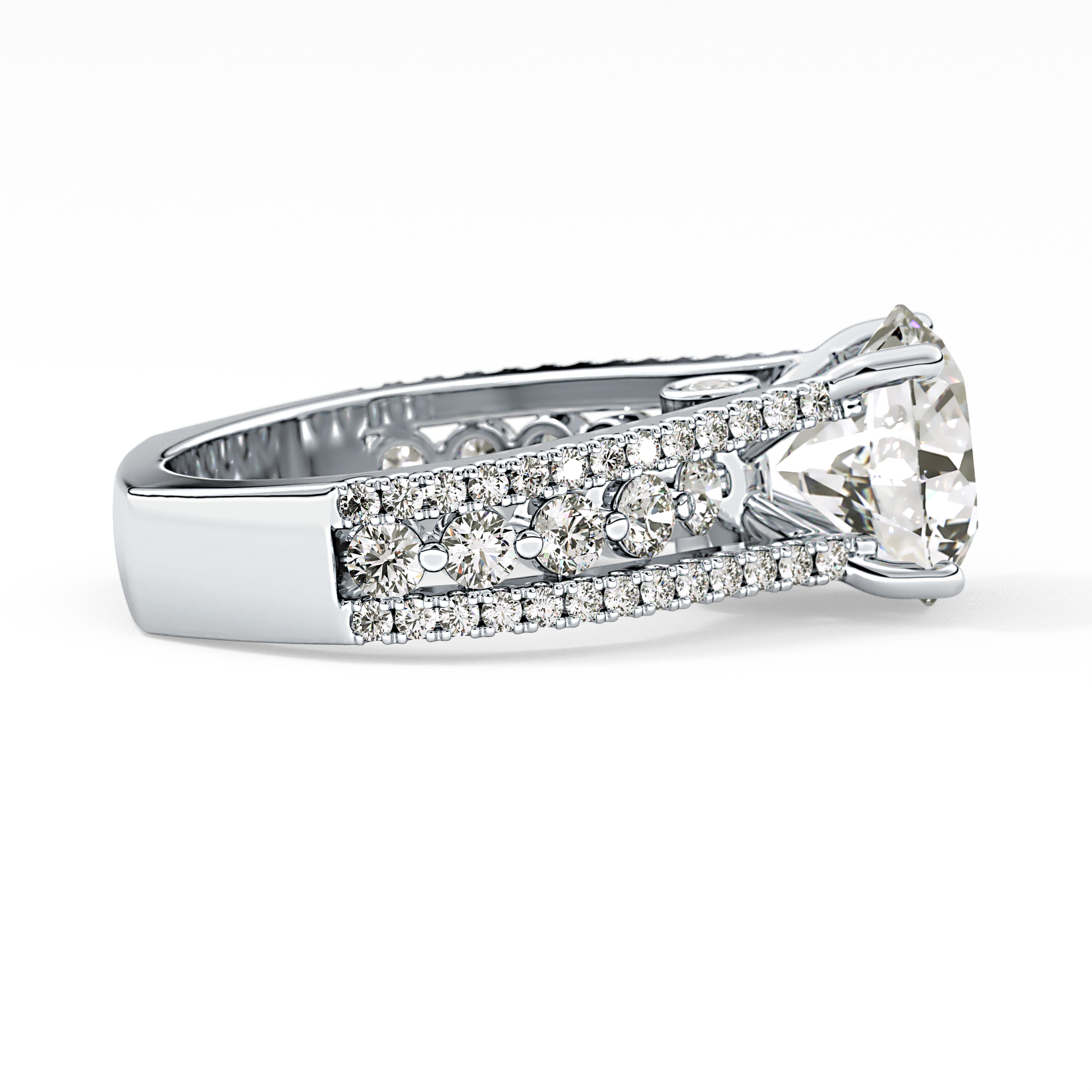 Round Split Shank & Pave Lab Grown Diamond Engagement Ring