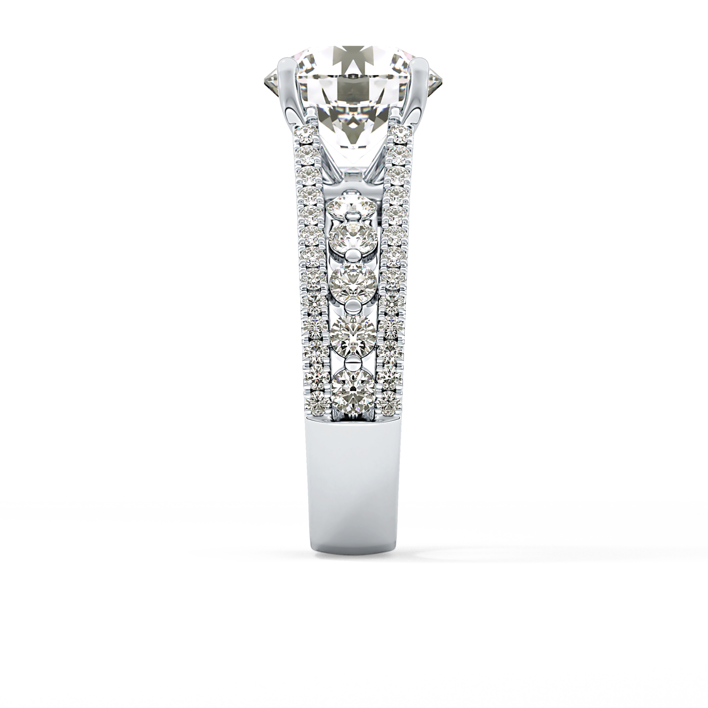 Round Split Shank & Pave Lab Grown Diamond Engagement Ring
