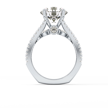 Round Split Shank & Pave Lab Grown Diamond Engagement Ring