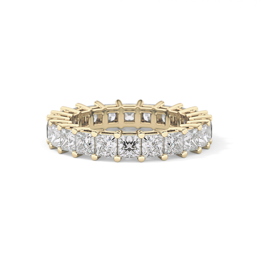 Full Eternity Wedding Band with 3.83 TCW Princess Cut Moissanite – Yellow, White, or Rose Gold