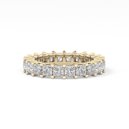 Full Eternity Wedding Band with 3.83 TCW Princess Cut Moissanite – Yellow, White, or Rose Gold