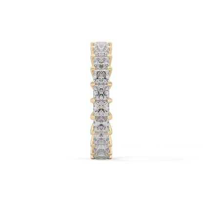 Full Eternity Wedding Band with 3.83 TCW Princess Cut Moissanite – Yellow, White, or Rose Gold