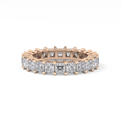 Full Eternity Wedding Band with 3.83 TCW Princess Cut Moissanite – Yellow, White, or Rose Gold