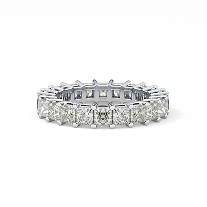Full Eternity Wedding Band with 3.83 TCW Princess Cut Moissanite – Yellow, White, or Rose Gold