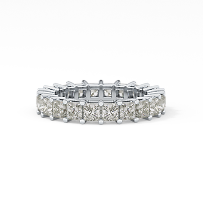 Full Eternity Wedding Band with 3.83 TCW Princess Cut Moissanite – Yellow, White, or Rose Gold