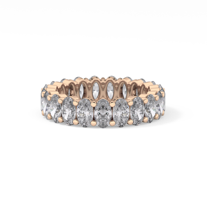 Full Eternity Wedding Band with 3.8 TCW Oval Cut Moissanite – Yellow, White, or Rose Gold