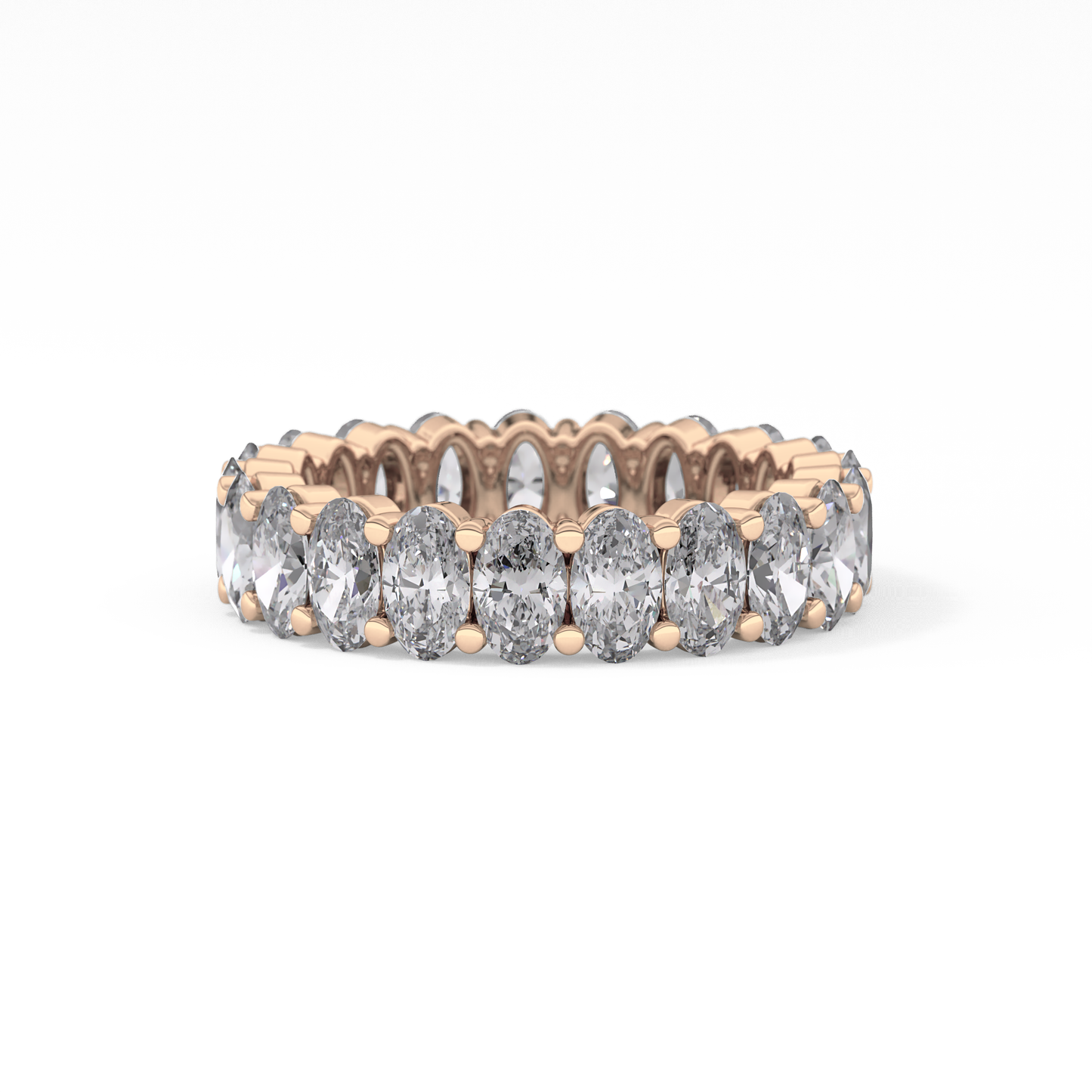 Full Eternity Wedding Band with 3.8 TCW Oval Cut Moissanite – Yellow, White, or Rose Gold