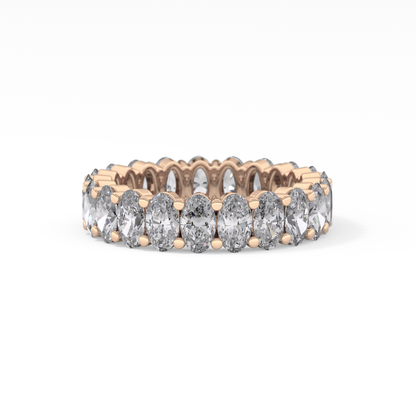 Full Eternity Wedding Band with 3.8 TCW Oval Cut Moissanite – Yellow, White, or Rose Gold