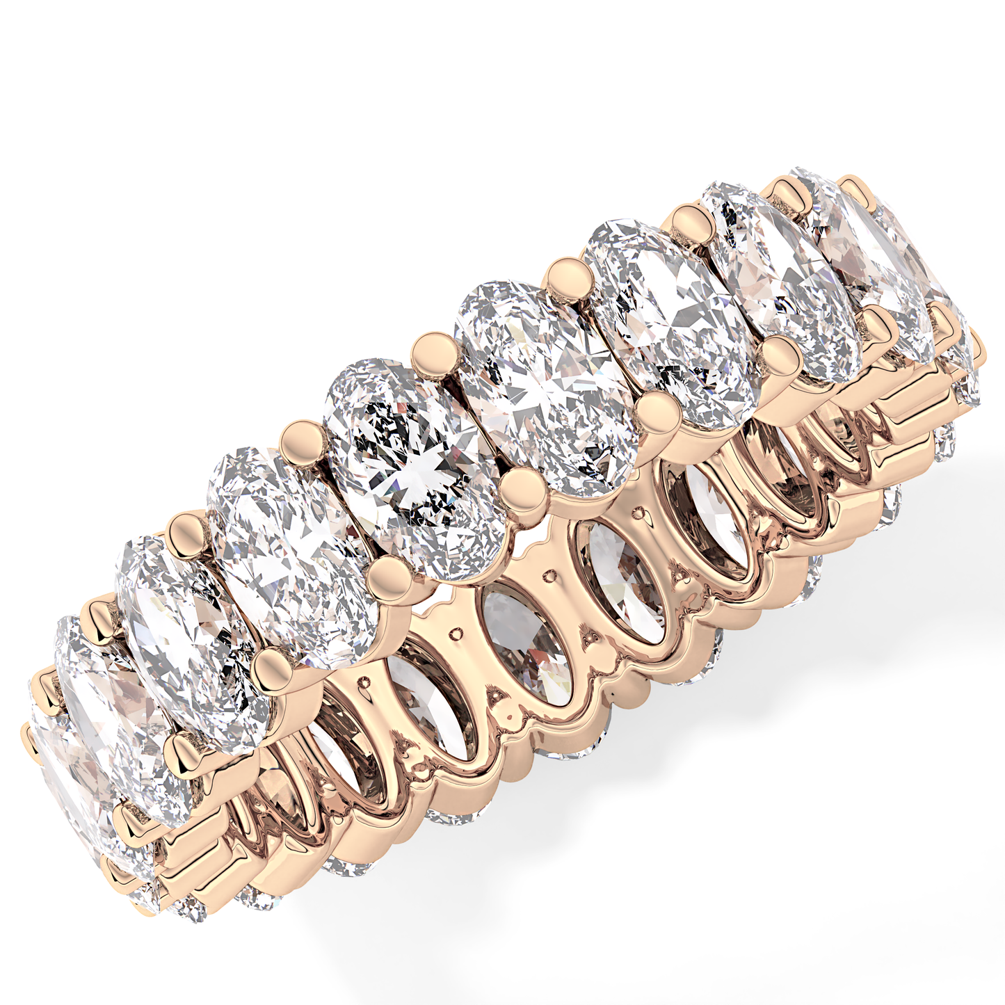 Full Eternity Wedding Band with 3.8 TCW Oval Cut Moissanite – Yellow, White, or Rose Gold
