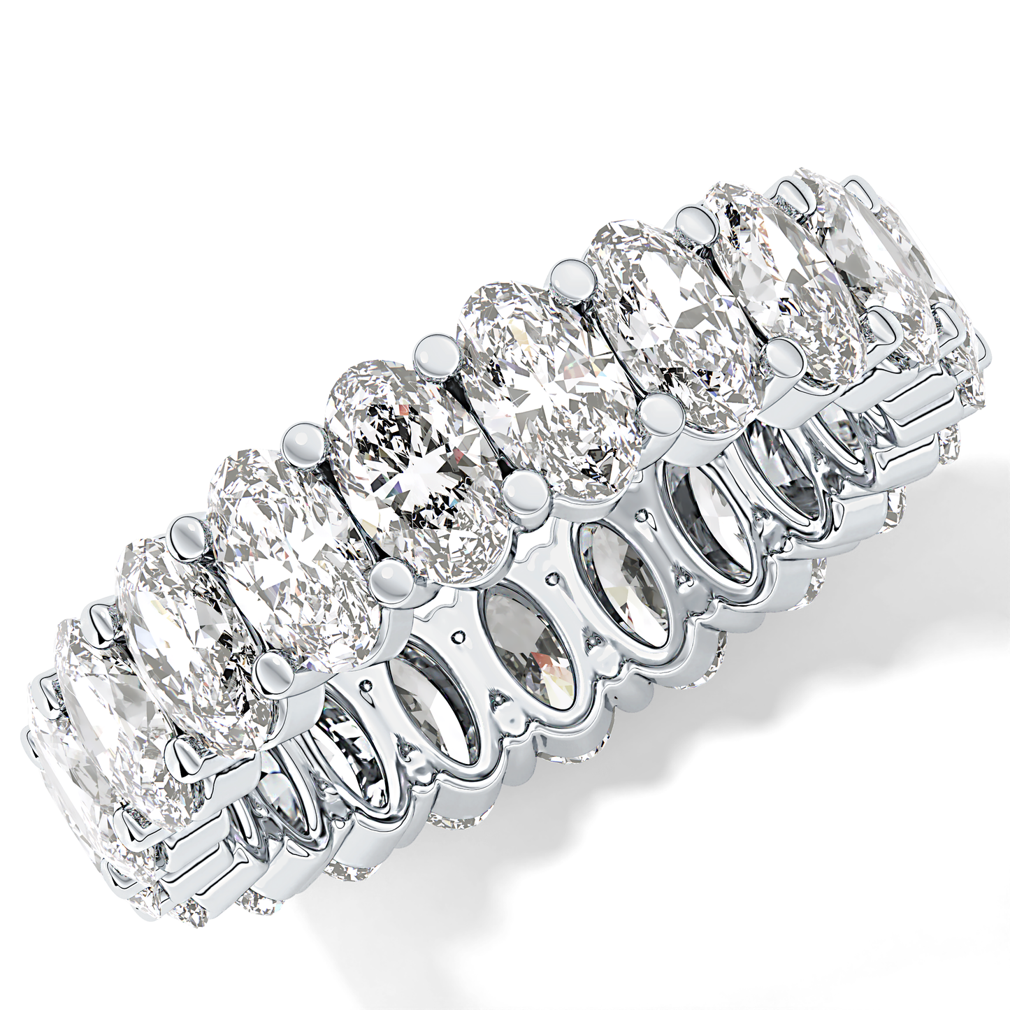 Full Eternity Wedding Band with 3.8 TCW Oval Cut Moissanite – Yellow, White, or Rose Gold