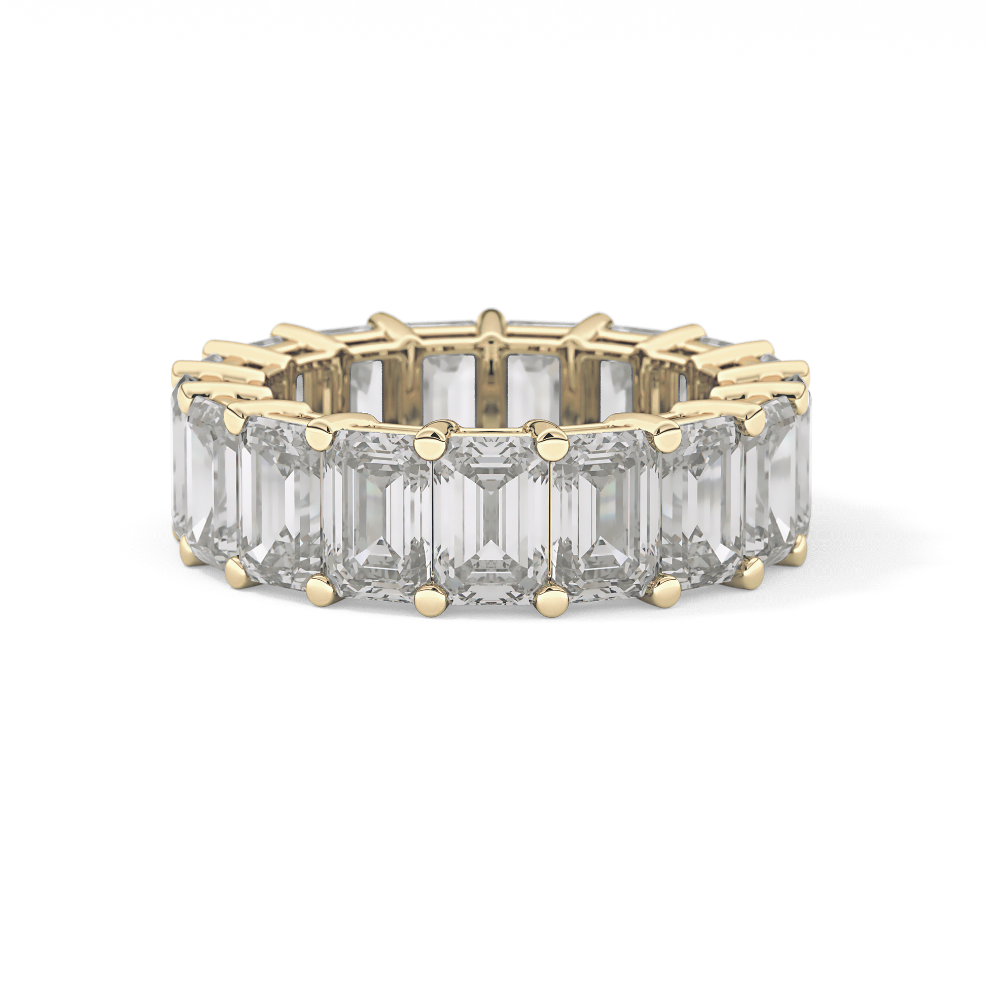Full Eternity Wedding Band with 10.23 TCW Emerald Cut Moissanite – Yellow, White, or Rose Gold