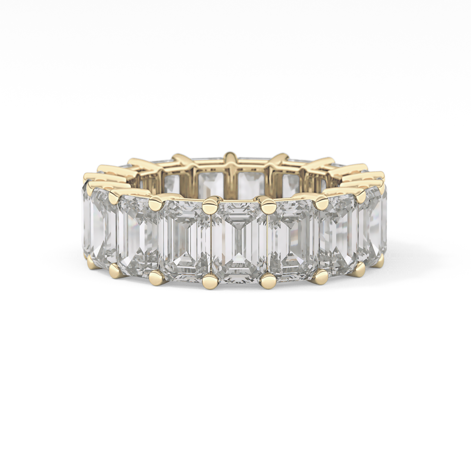 Full Eternity Wedding Band with 10.23 TCW Emerald Cut Moissanite – Yellow, White, or Rose Gold